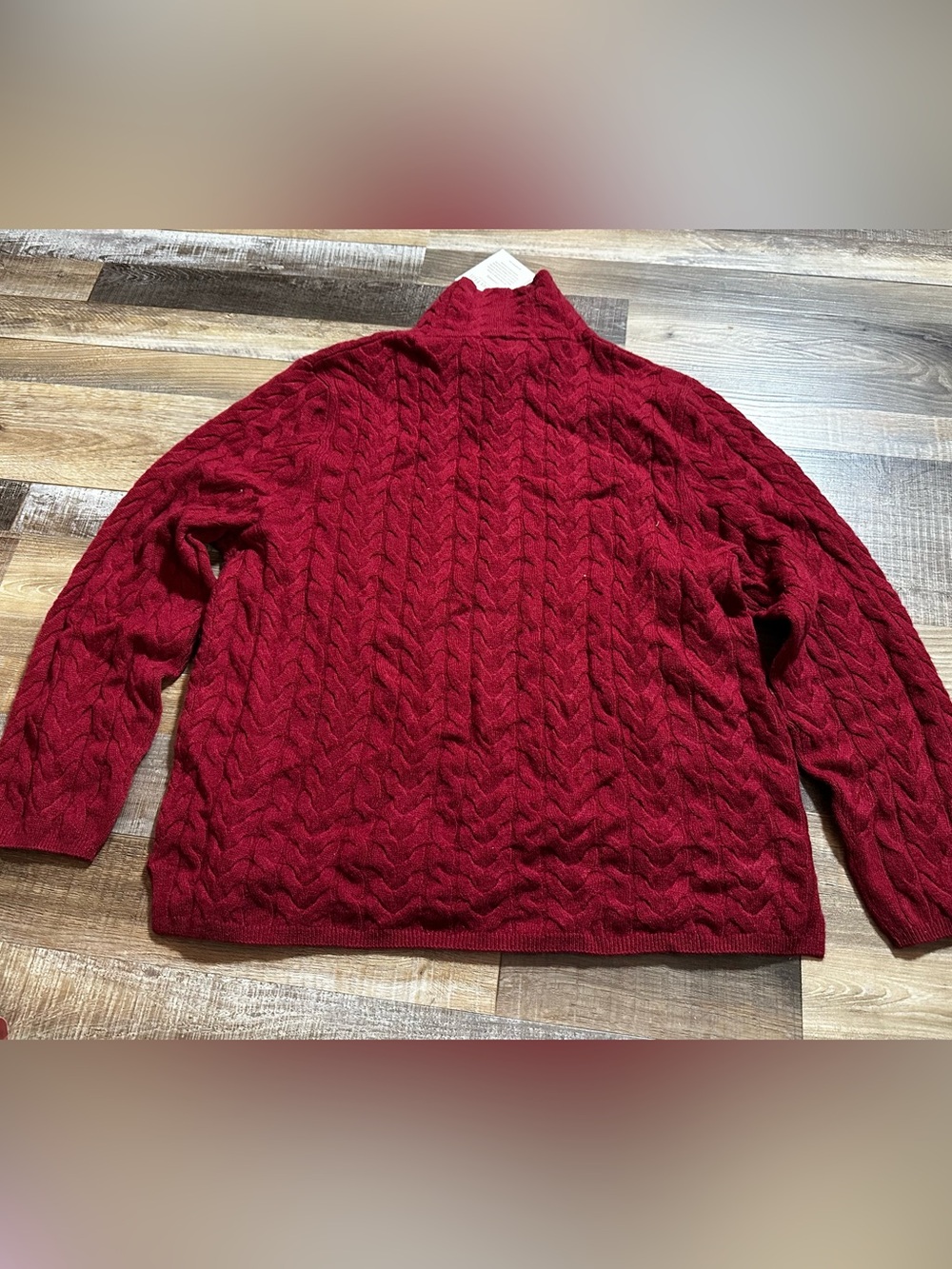 Garnet Hill Red Cable Turtleneck Sweater - Picture 5 of 5
